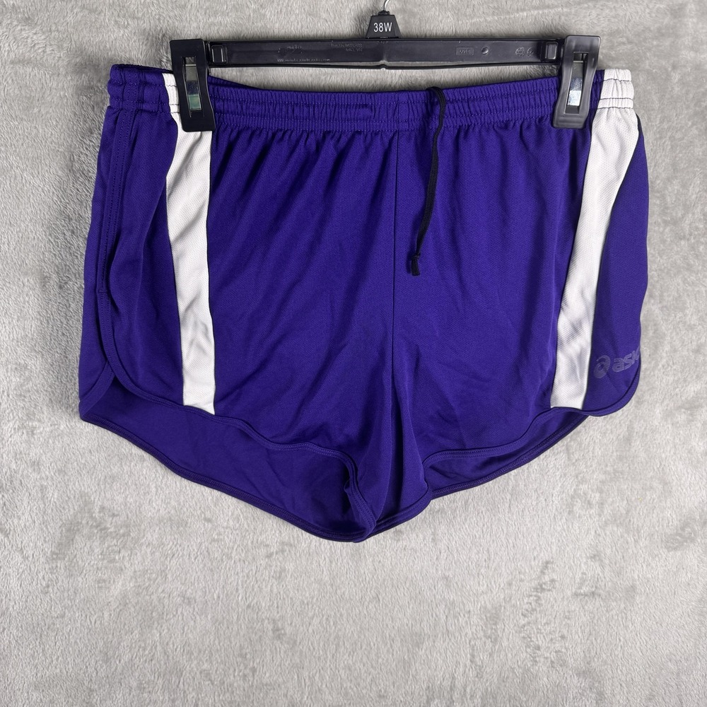 Asics Shorts Mens Large Purple 4" Running Quick Dry Mesh Split Lined Athletic